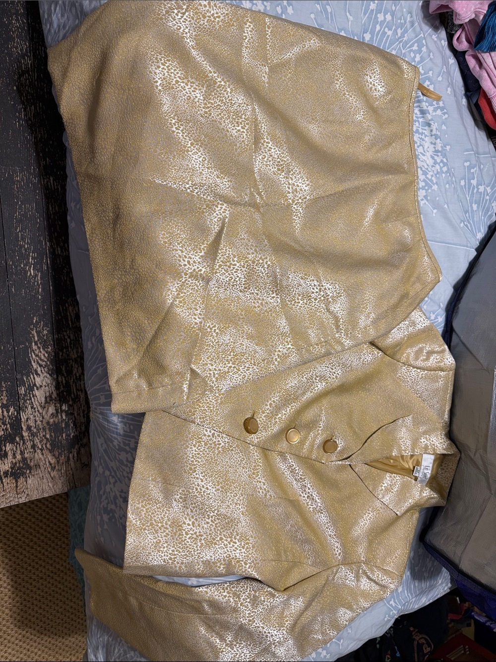 Le Suit Metallic Gold Leopard-Print Blazer